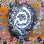 99 Names of Allah & Ayatul Qursi Calligraphy With Silver Leafing | Handmade Painting