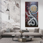 Bin Qalandar Style Ayatul Kursi With Allah Names In Red | Handmade Painting - Prime Décor